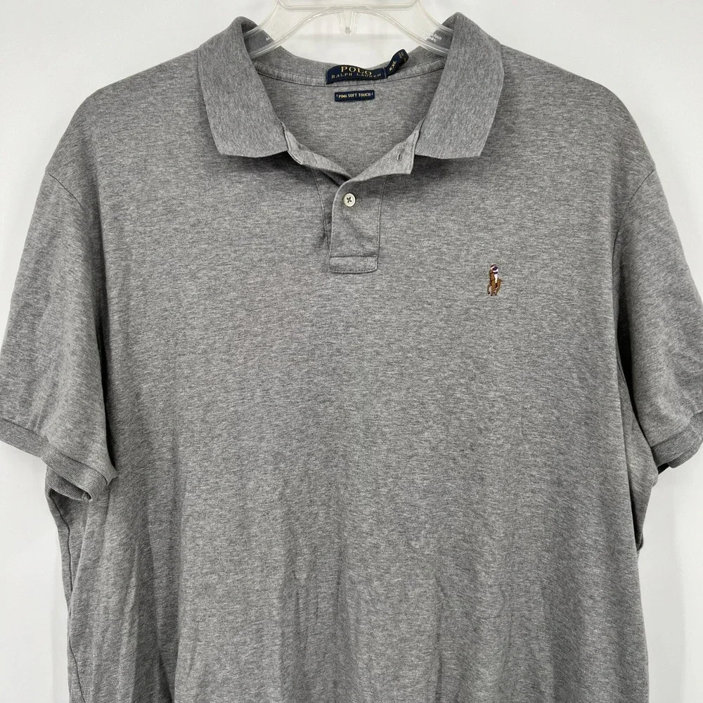 Polo Ralph Lauren Mens XXL Gray Pima Soft Touch‎ Cotton Short Sleeve Polo Shirt
